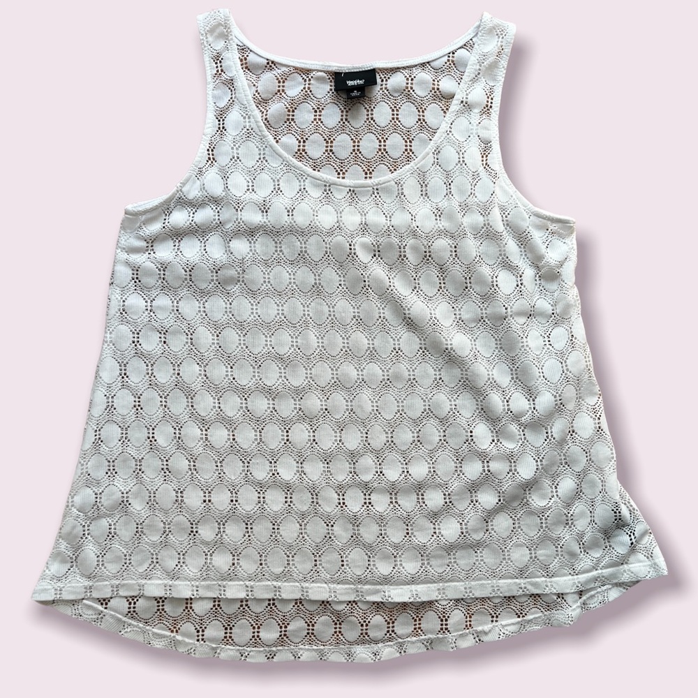 Crochet Lace Tank Top S Small White Relaxed A-Line Flowy